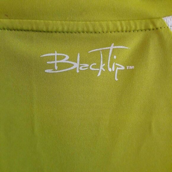 Black Tip T Shirt Men Large Neon Yellow Long Sleeve Sport Gill - Picture 4 of 10